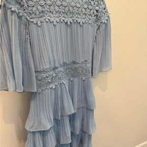 Lulu's Light Blue Lace Tiered Dress